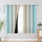 Estelar Textiler Aqua and Beige Blackout Curtains 54 Inch Length, Light by ESTELARTEXTILER