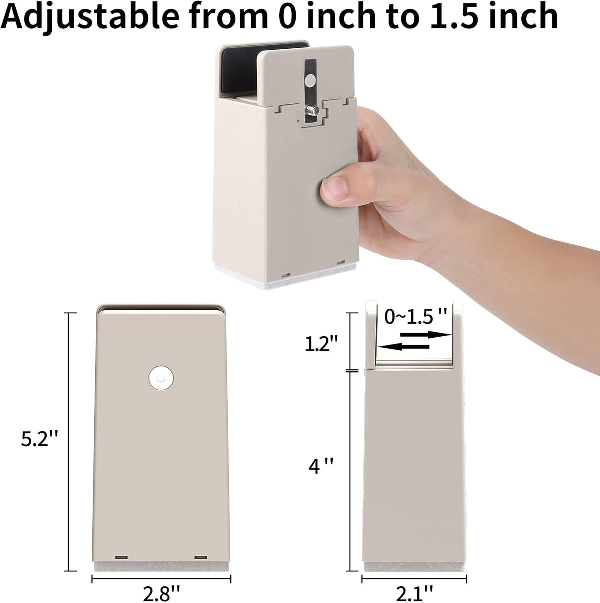 4 Inch Bed Risers with Adjustable Screw Clamp, 4 Pack Beige