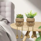 2PCS Smiley Face Succulent Artificial Plants Planters, Cute Plant Pot
