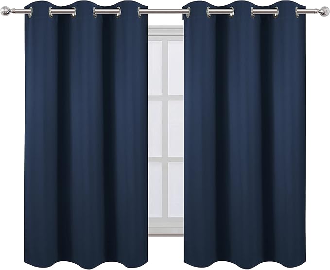 LEMOMO Navy Blue Blackout Curtains 42 x 54 Inch Length Set of 2 Panels Grommet - Image 2