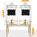 Drink Dispensers for Parties,2 Pack 1 Gallon Beverage Dispenser with Stand,Drink Dispenser With Glass Lid and Stainless Steel Spigot Leak-proof, Ideal for Lemonade,Juice, Tea, and Party Drinks