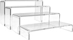 4-Pack Clear Acrylic Risers for Display – Tiered Rectangular Display Riser Shelves for Perfume, Figures & Jewelry, 4 Graduated Sizes up to 9.05"x2.95"x5.11", 5mm Thick Shelf Riser