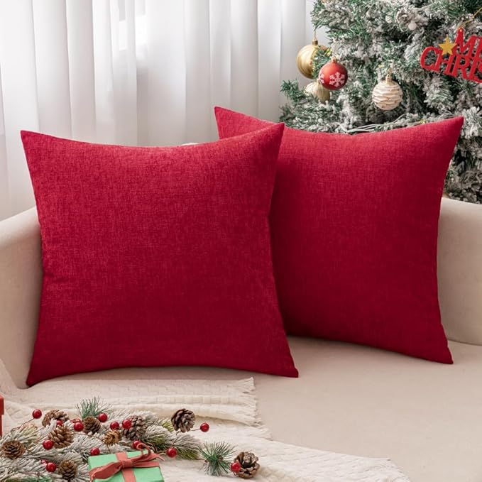 MIULEE Pack of 2 Red Couch Throw Pillow Covers 20x20 Inch Soft Polyester - Image 9