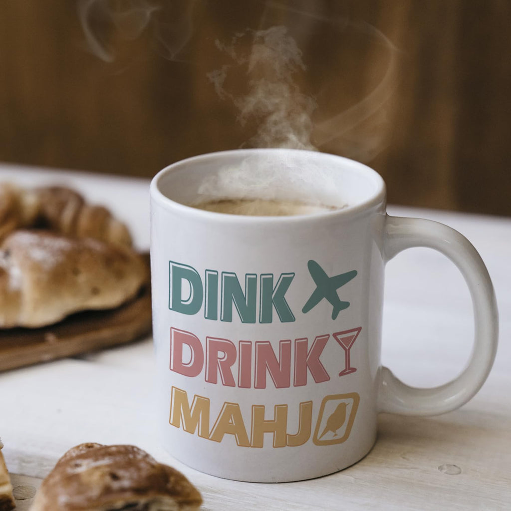 Funny Trendy Mahjong Mug, Gifts for Mahjong Lovers Players Coffee Cup Ceramic, Couples Gifts for Him and Her Ceramic Coffee Tea Mug 11 oz