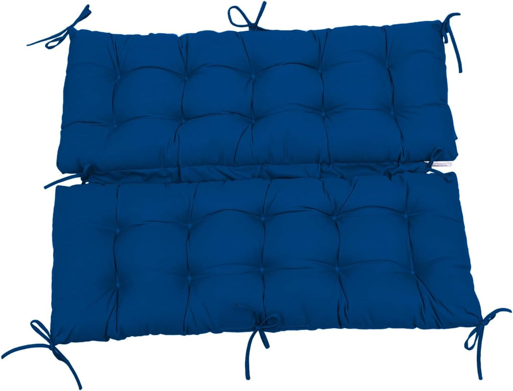 QILLOWAY Outdoor Swing Cushion Waterproof Replacement Cushion for 3 Seater Porch Patio Bench, 51 Inch Polyester Outdoor Cushion with Backrest & Ties, Royal Blue