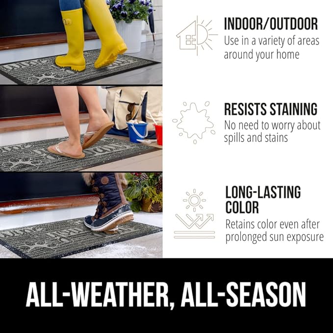 GORILLA GRIP 100% Waterproof All-Season WeatherMAX Doormat US Designed Natural - Image 4