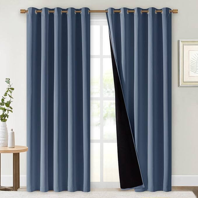 NICETOWN 100% Blackout Curtains 84 inches Long, Pair of Energy Smart & Noise by NICETOWN