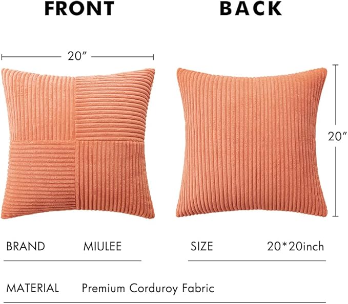 MIULEE Coral Red Decorative Throw Pillow Covers 20x20 Inch - Image 6