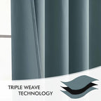 MIULEE Greyish Blue Back Tab Blackout Curtains 63 Inch Length 2 Panels Set - Image 7
