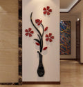 3D Vase Wall Murals for Living Room & Bedroom, DIY Wall Decal, Originality Stickers Gift, Red, 59 X 23 inches