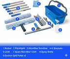 Professional Window Cleaning Kit with 6ft Long Handle, 3 Gallon Bucket