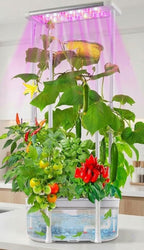 Tall Hydroponics Growing System kit with Height Adjustable Light & Trellis