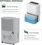 80 Pints Energy Star Dehumidifier with Drain Hose and WIFI for Large Spaces up to 5,000 Sq.Ft, Auto Defrost & Continuous Drainage - Ideal for Home Basements, Bathroom, and Bedroom