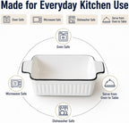 12 Oz Casserole Dish, Ceramic Baking Dishes Sets of 4, Small Casserole Dish with Handle, Porcelain Bakeware Sets, 5" Rectangular Baking Serving Dish for Casserole, Cakes, Dishwasher Oven Safe