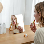 ZOROSY Desk Makeup Mirrors with Wood - Small Table Mirror with Stand