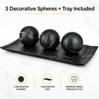 Creative Scents Black Marble Look Home Decor Bowl and Orb Set - Coffee Table Decor for Living Room - Centerpiece Table Decorations for Dining Table, Kitchen Counter, Foyer - Elegant House Decoration