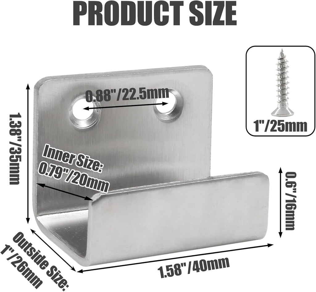 Murtenze Tile Hanger, Stainless Steel, Inner Width 20mm/0.79", 10Pack