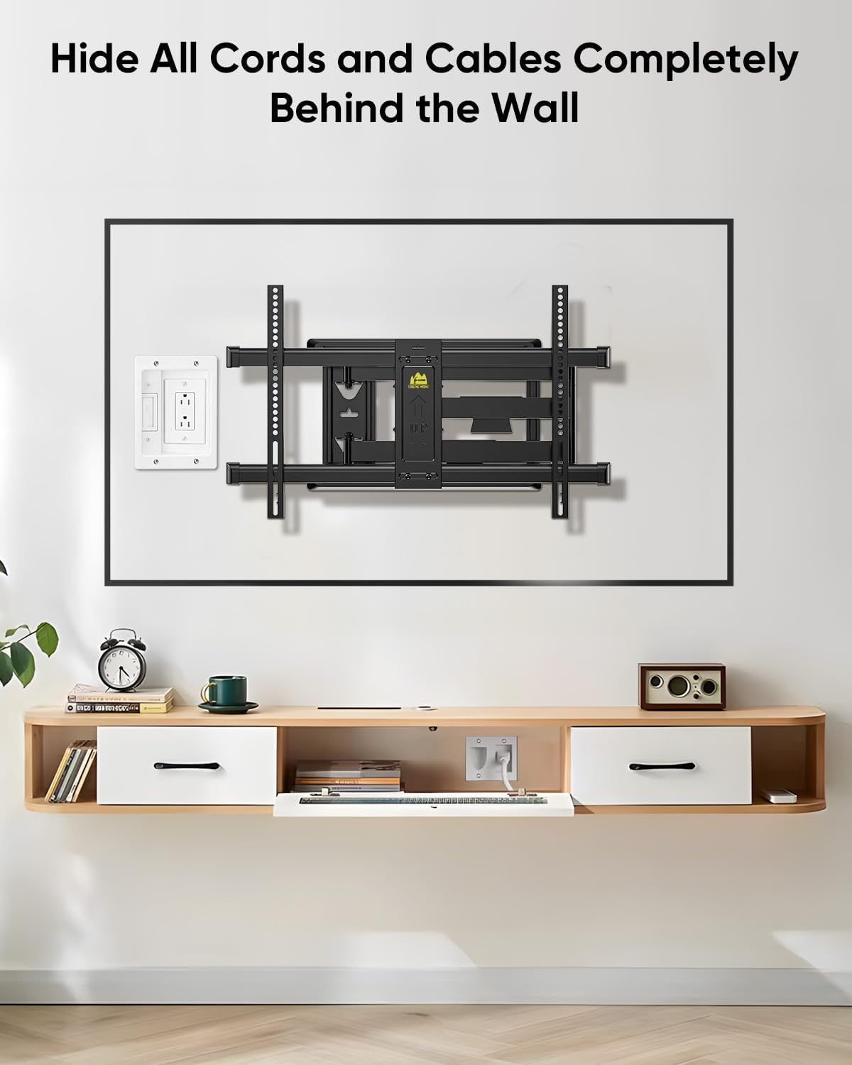 FORGING MOUNT in-Wall Cable Management Kit or Power & Low Voltage Cords, Cord Hider for Wall Mount TV with AC Outlets, Includes 6ft Extension Cord, Drill Templates