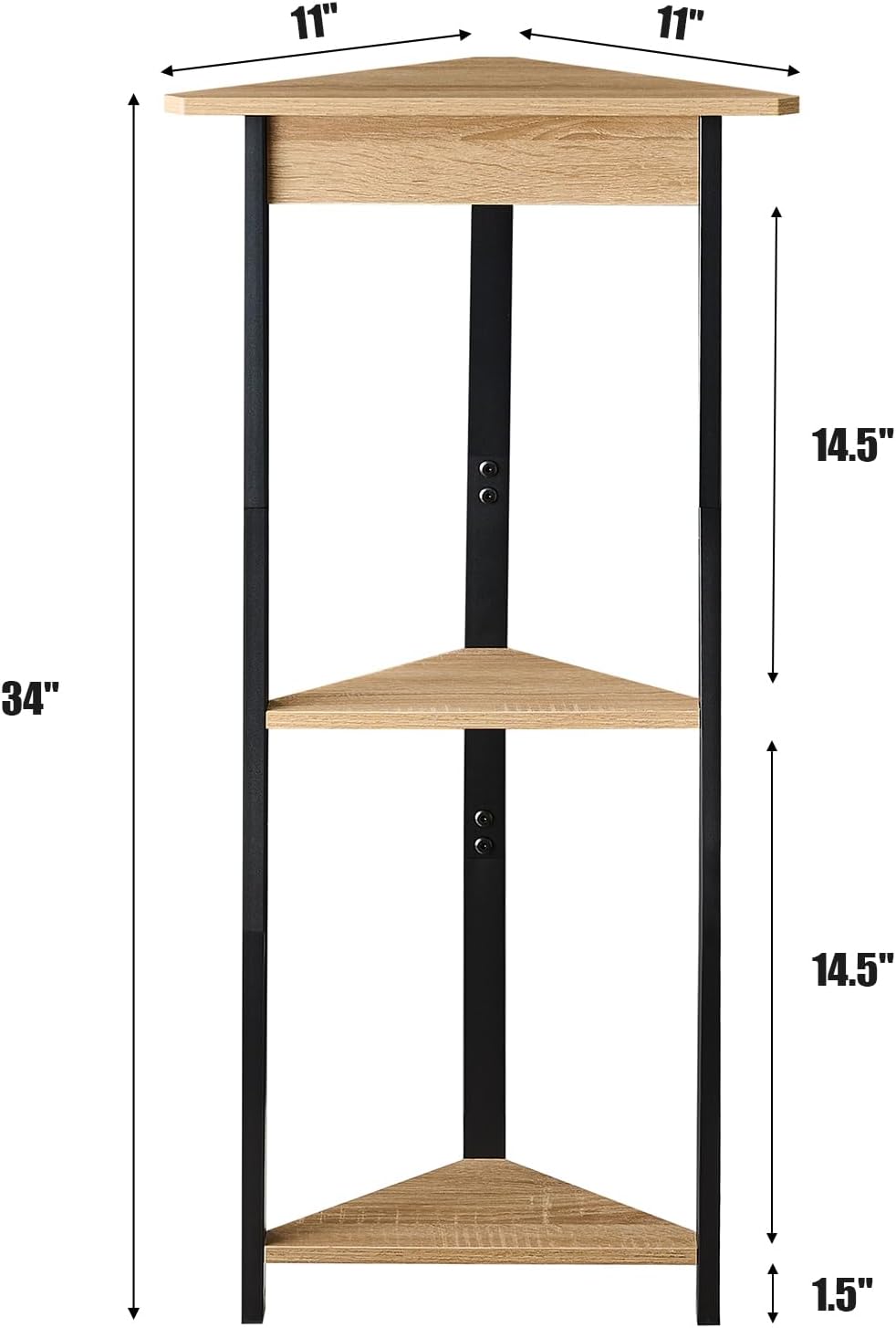 ZGREN 3 Tier High Tall Small Corner Shelf Stand Mini Table Display Storage Shelves for Small Spaces Bathroom, Living Room, Home Office