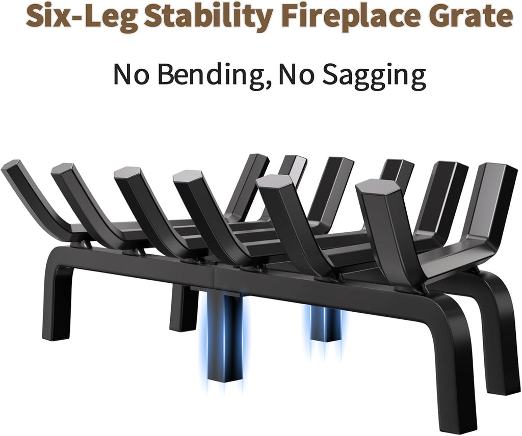 Amagabeli Fireplace Log Grate 24 inch Wide Heavy Duty Solid Steel Indoor Chimney Hearth Fire Grates for fire place Outdoor Kindling Tools Pit Wrought Iron Wood Stove Firewood Burning Rack Holder Black