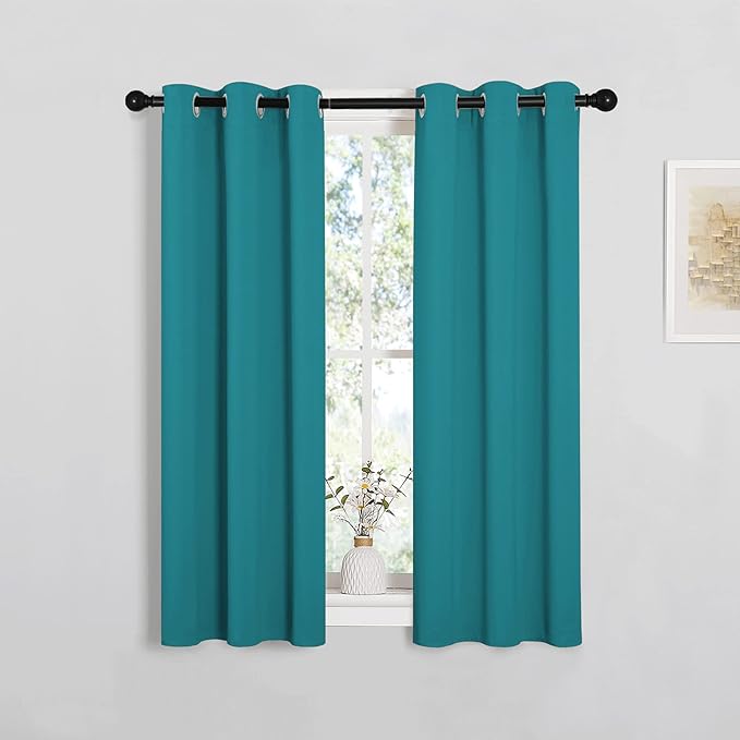 NICETOWN Room Darkening Curtains 40 inch Length 2 Panels, Peacock Teal by NICETOWN