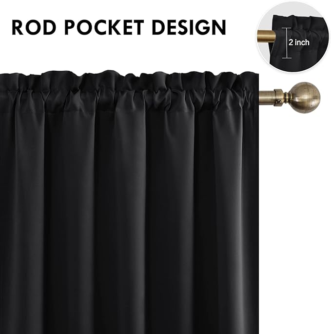 DWCN Black Blackout Curtains for Bedroom, 60 x 84 inches Long - Image 3