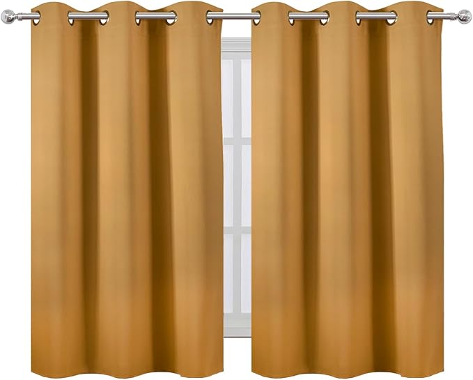 LEMOMO Mustard Yellow Blackout Curtains/38 x 54 Inch/Set of Two Panels Grommet - Image 2