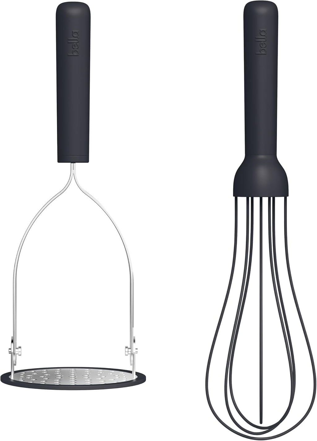 bella 2 Piece Fold Flat, Non-toxic Nonslip Masher and Whisk, Oatmilk