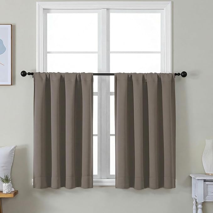 Simplebrand Ava Latte Short 36 Inches Blackout Curtain 2 Panels Set, Half by Simplebrand