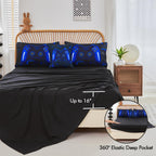 PERFEMET Twin Size Bed in A Bag 6 Pieces Gaming Bedding Set for Boys Blue Gamer Comforter with Sheet Set for Kids Teen Cool Video Game Black Quilt Bedding Set(Blue, Twin)