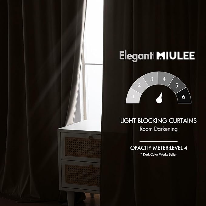 MIULEE Taupe Velvet Curtains 90 inches - Image 5