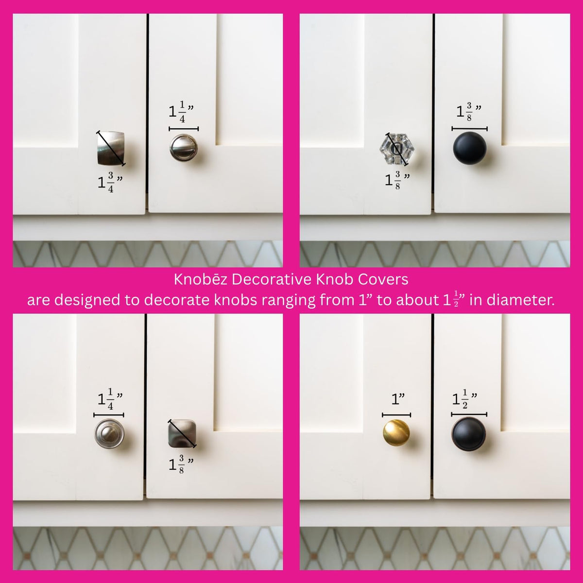 Knobēz 8pk Decorative Knob Covers - Valentine Conversation Hearts Decor