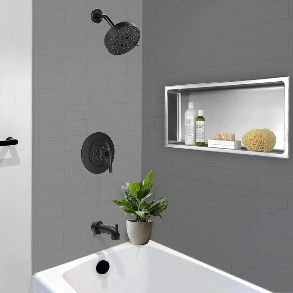 T2903EPBL Shower Trim Kit Matte Black with Handle, Head & Spout