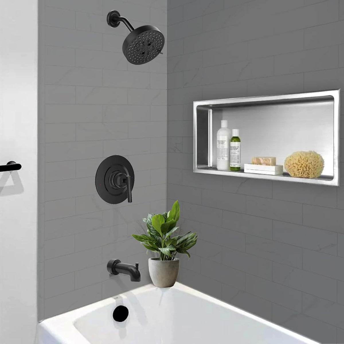 T2903EPBL Shower Trim Kit Matte Black with Handle, Head & Spout