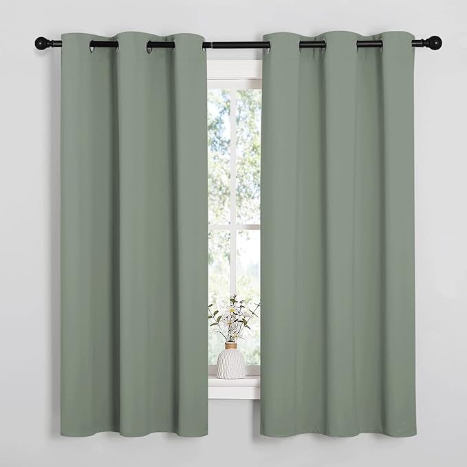 NICETOWN Greyish Green Nursery Essential Thermal Insulated Solid Grommet Top - Image 2