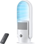 ULTTY Bladeless Tower Fan and Air Purifier Combo, Quiet Oscillating Fan with Remote & Touch Control, 9 Speeds, 8H Timer, HEPA Air Filter, Safe Floor Fan for Bedroom Home Office White, 23.5"inch