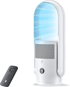 ULTTY Bladeless Tower Fan and Air Purifier Combo, Quiet Oscillating Fan with Remote & Touch Control, 9 Speeds, 8H Timer, HEPA Air Filter, Safe Floor Fan for Bedroom Home Office White, 23.5"inch