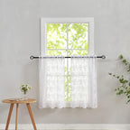 YJ YANJUN Vintage Lace Curtains 30 Inch Length Pair Short White Sheer Kitchen by YJYANJUN