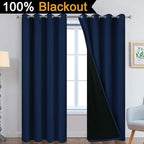 Yakamok Navy Blue 100% Blackout Curtains Energy Saving Thermal Insulated 2 - Image 2