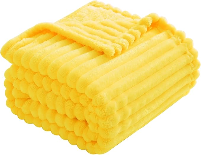 Bright Yellow Fleece Throw Blanket 108”×90” - Image 4
