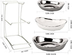 jessie 3 Tier Ceramic Fruit Bowls for Kitchen Counter with Metal Rack, Fruit Basket with Stand, Porcelain Bowls for Fruit Vegetable Bread Candy Snack Nuts (Silver and White Bowl-Silver Rack 3 Layer)