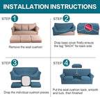 Turquoize 4 Piece Sofa Covers for 3 Cushion Couch Sofa Slipcover Soft Couch - Image 6