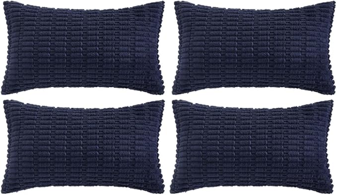 Fancy Homi 4 Packs Navy Blue Decorative Throw Pillow Covers 12x24 Inch by Fancy+Homi