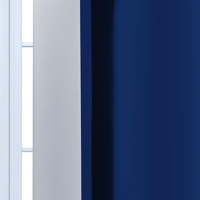 Yakamok Greyish White and Royal Blue Ombre Curtains, Light Blocking Curtains - Image 6