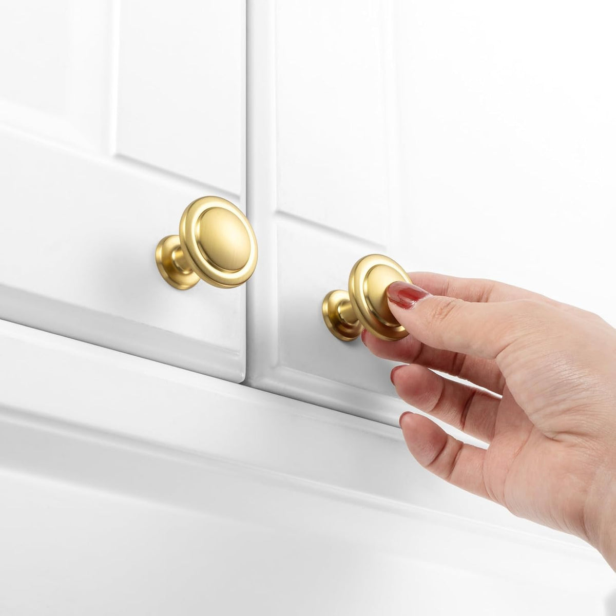 KOOFIZO 10 Pack Brushed Gold Cabinet Knobs Round Single Hole Pulls 1960