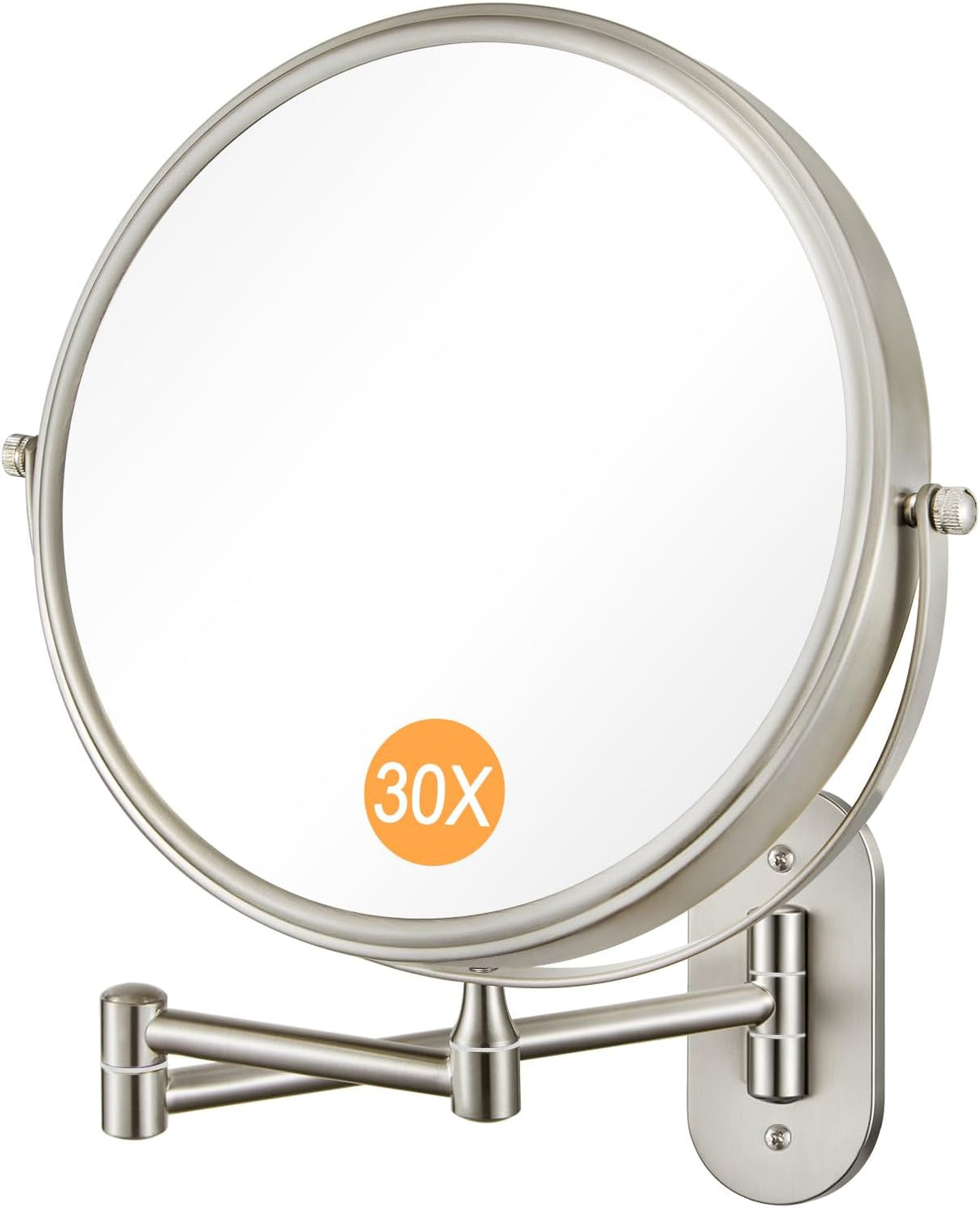 1X/30X Wall Mounted Makeup Mirror, 8 Inch Double-Sided Magnifying Mirror