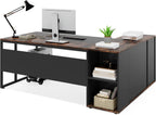 Tribesigns 71 inch Executive Desk, L Shaped Desk with Cabinet Storage
