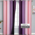 Ombre Pink and Purple Blackout Curtains 96 Inches Long, Full Room Darkening - Image 2