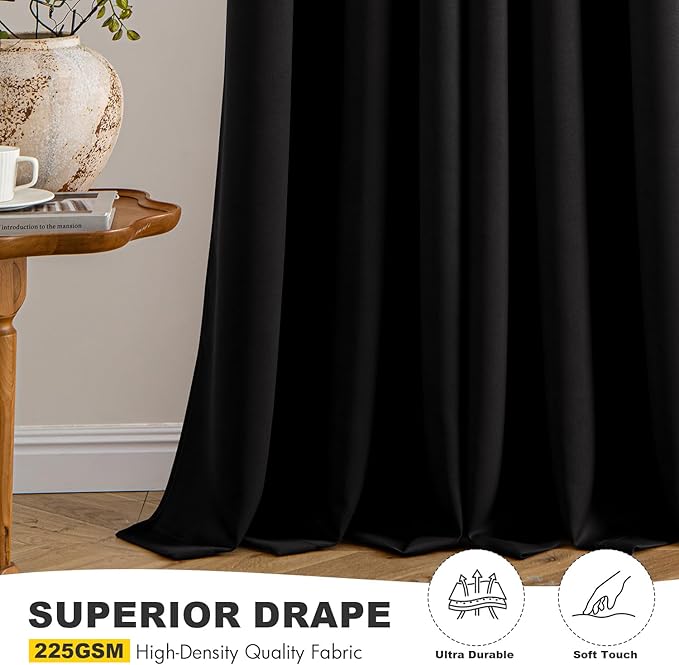 MIULEE Black Blackout Curtains for Bedroom Living Room 78 Inches Long 2 Panels - Image 5