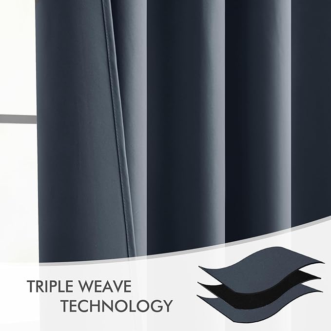 MIULEE Stone Blue Back Tab Blackout Curtains 63 Inch Length 2 Panels Set - Image 7